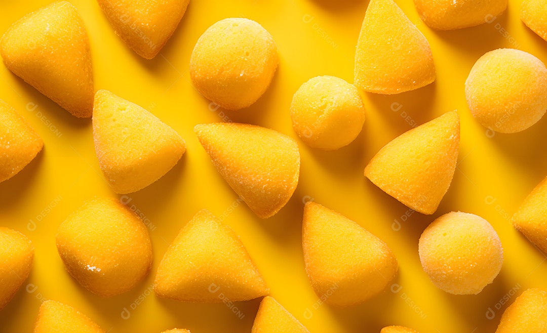 Background salgadinho coxinha em fundo amarelo