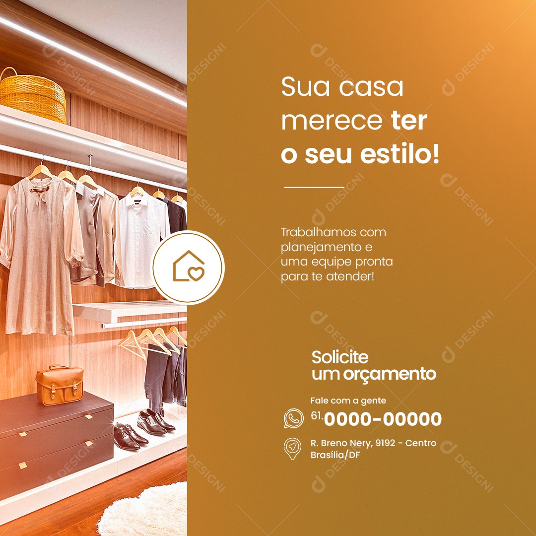 Sua Casa Merece Ter o Seu Estilo! Móveis Planejados Social Media PSD Editável