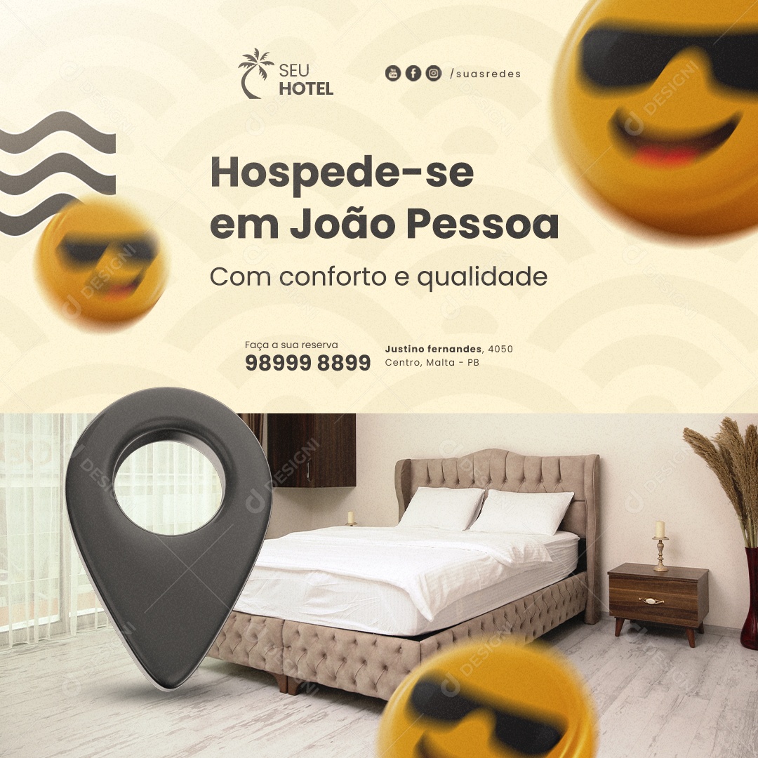 Hotelaria Hospede-se em João Pessoa com Conforto e Qualidade Social Media PSD Editável