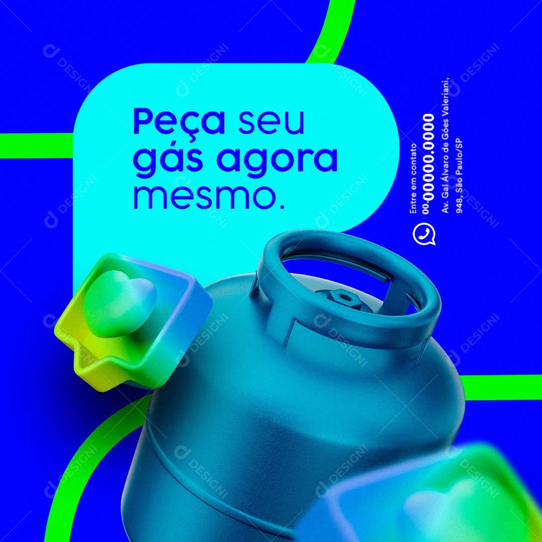 Gás de Cozinha Peça seu Gás Agora Mesmo Social Media PSD Editável