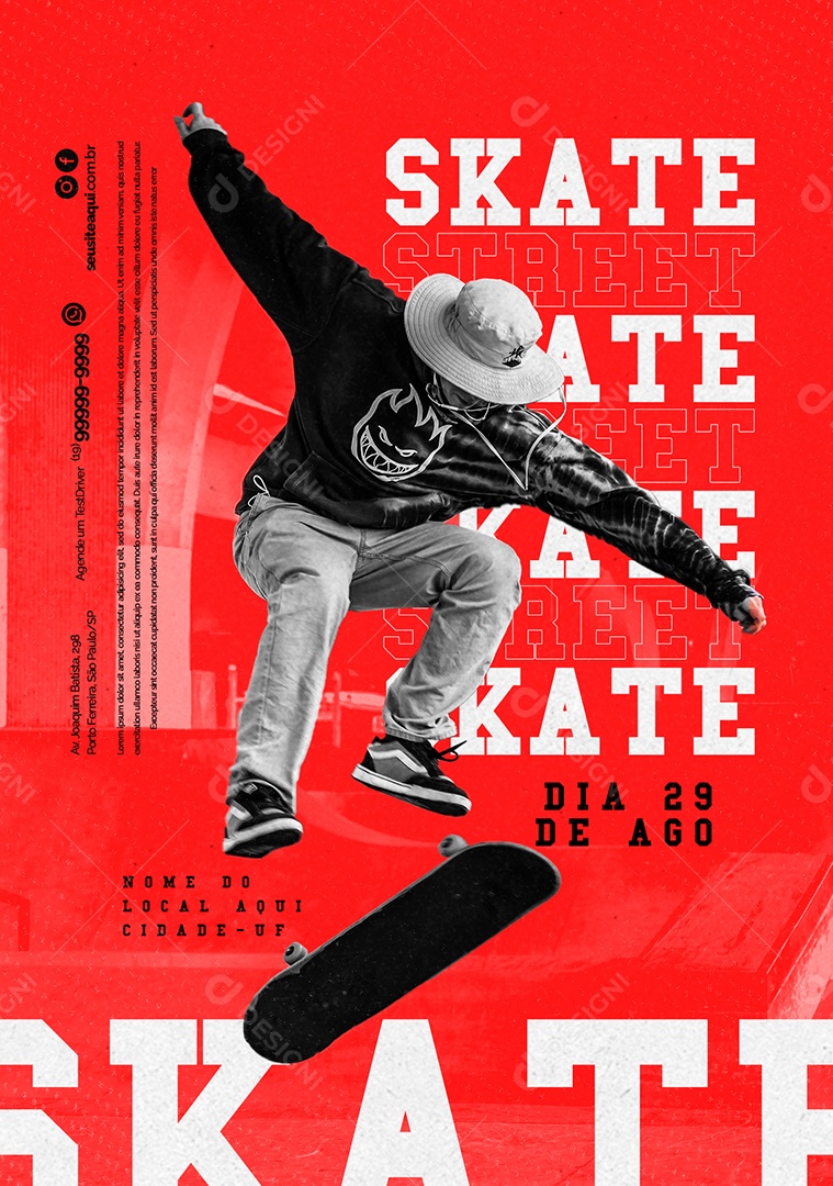 Skate Street Flyer Campeonato Social Media PSD Editável