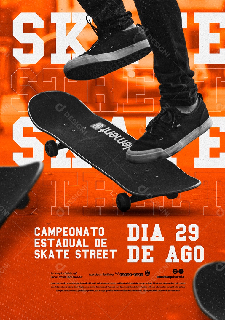 Campeonato Estadual de Skate Street Social Media PSD Editável