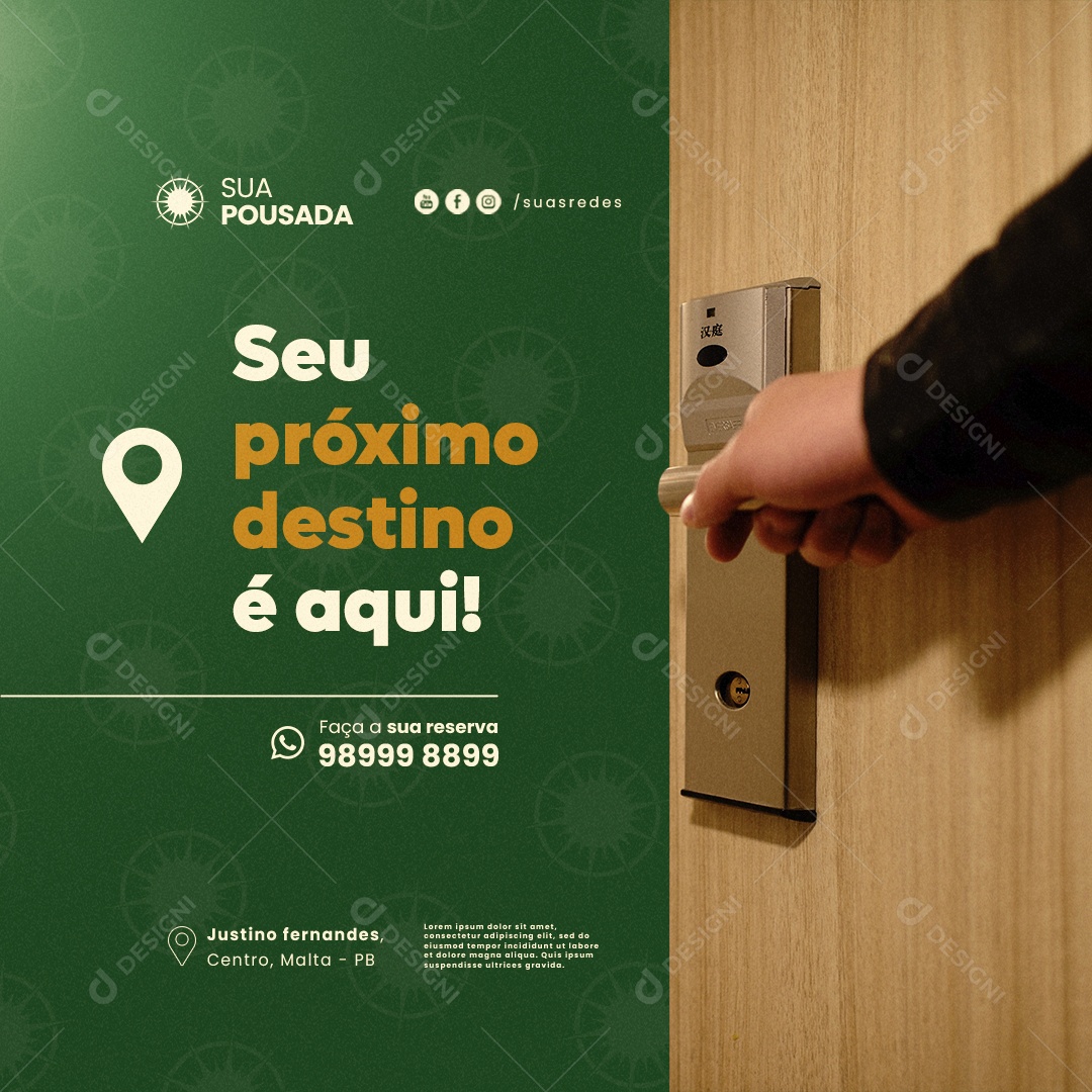 Pousada Seu Próximo Destino é Aqui Social Media PSD Editável