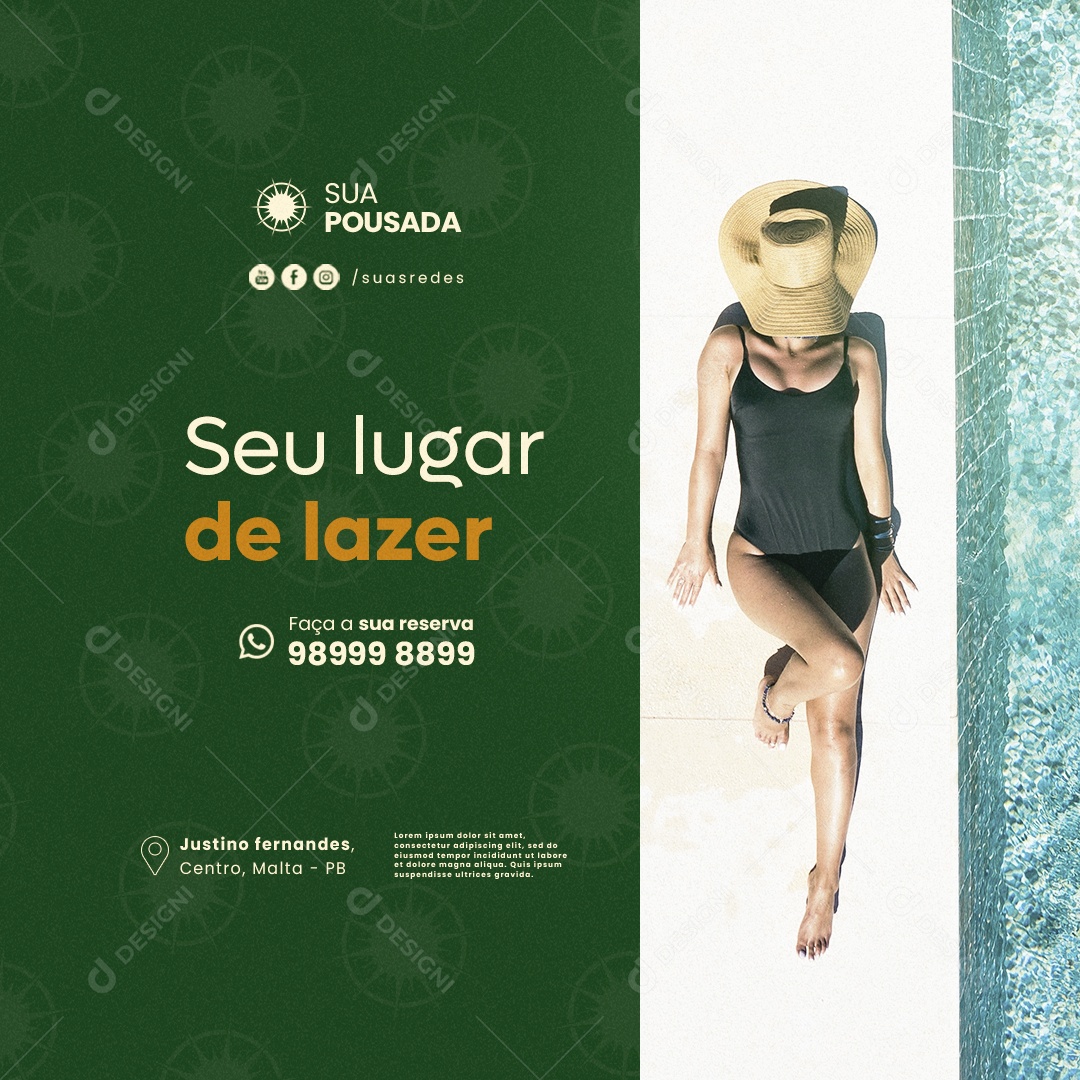 Pousada Seu Lugar de Lazer Social Media PSD Editável