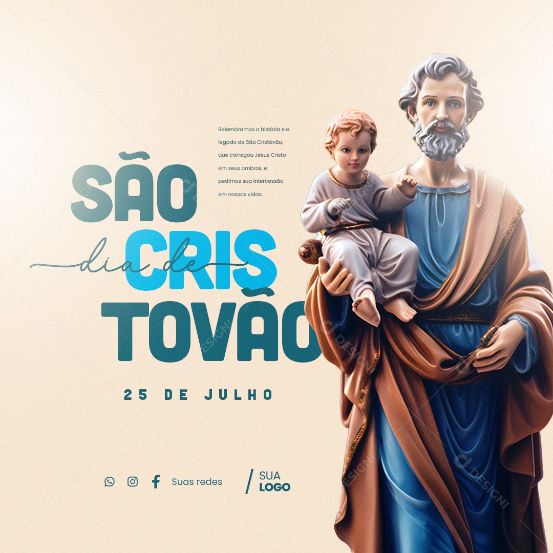 Dia de São Cristóvão Relembramos a História Social Media PSD Editável