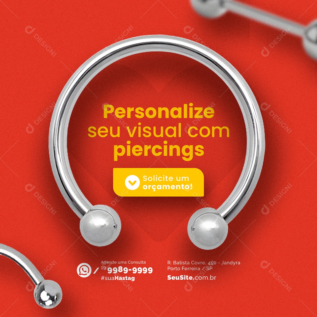 Body Piercing Personalize seu Visual com Piercings Social Media PSD Editável