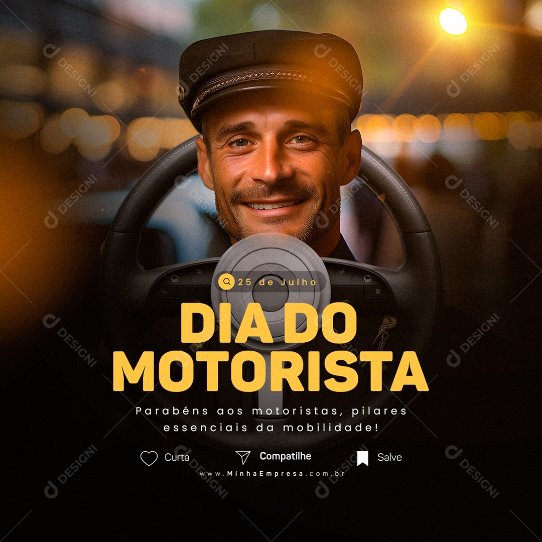 Dia do Motorista Parabéns 25 De Julho Social Media PSD Editável