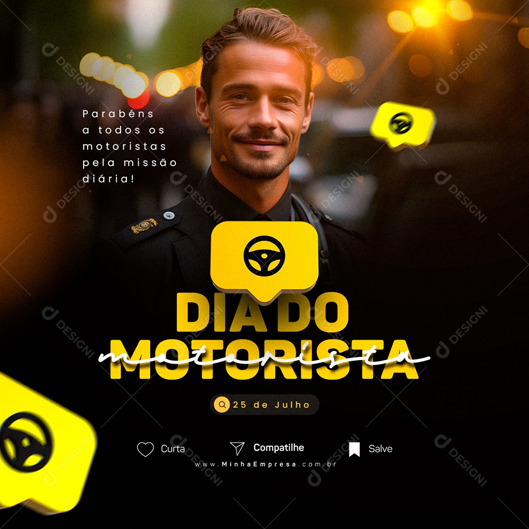 Dia do Motorista Parabéns a Todos os Motoristas Pela Missão Diária Social Media PSD Editável