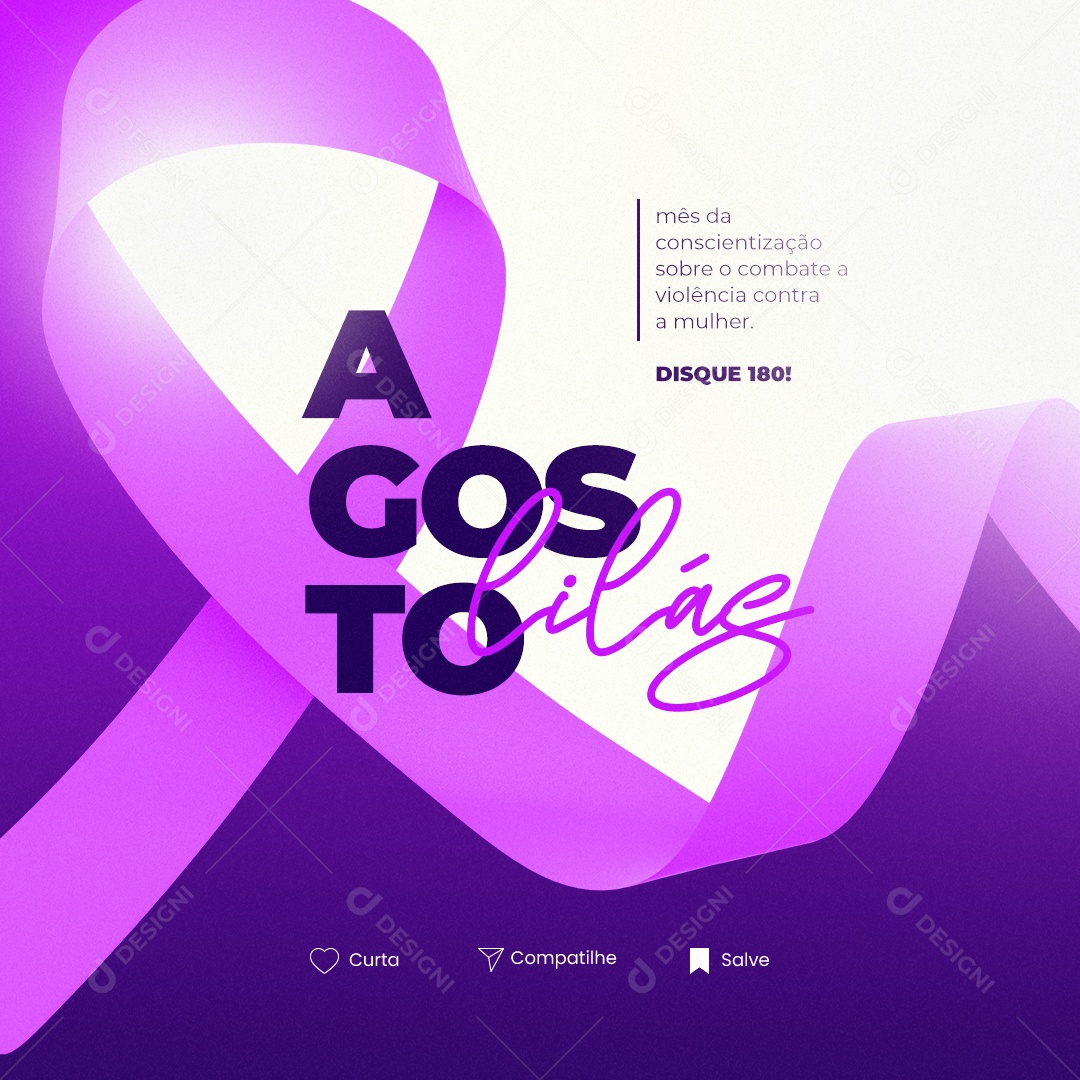 August Lilás Awareness Month for Combating Social Media PSD Editable Social Media