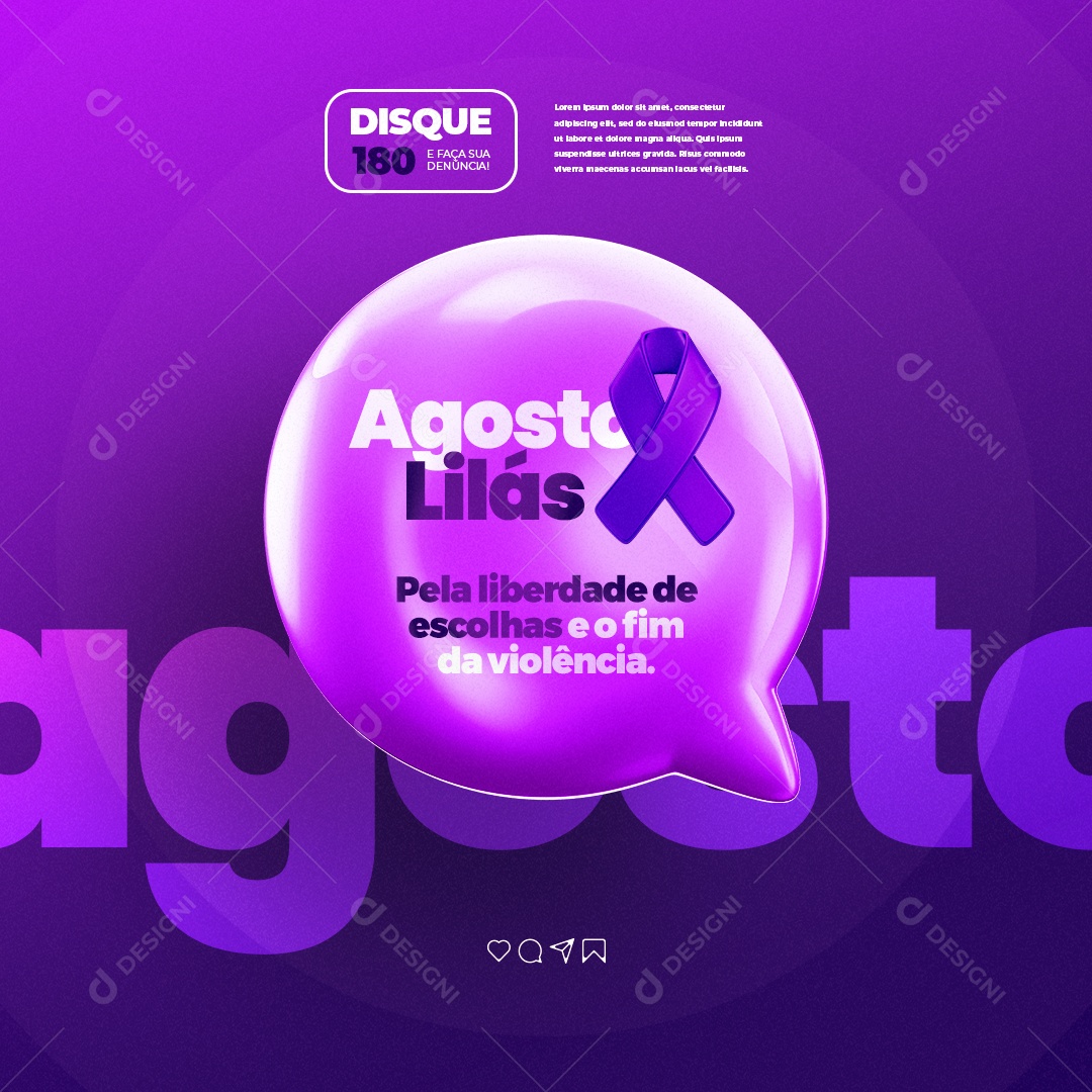 Agosto Lilás For Freedom of Choices and the End of Social Violence Editable PSD