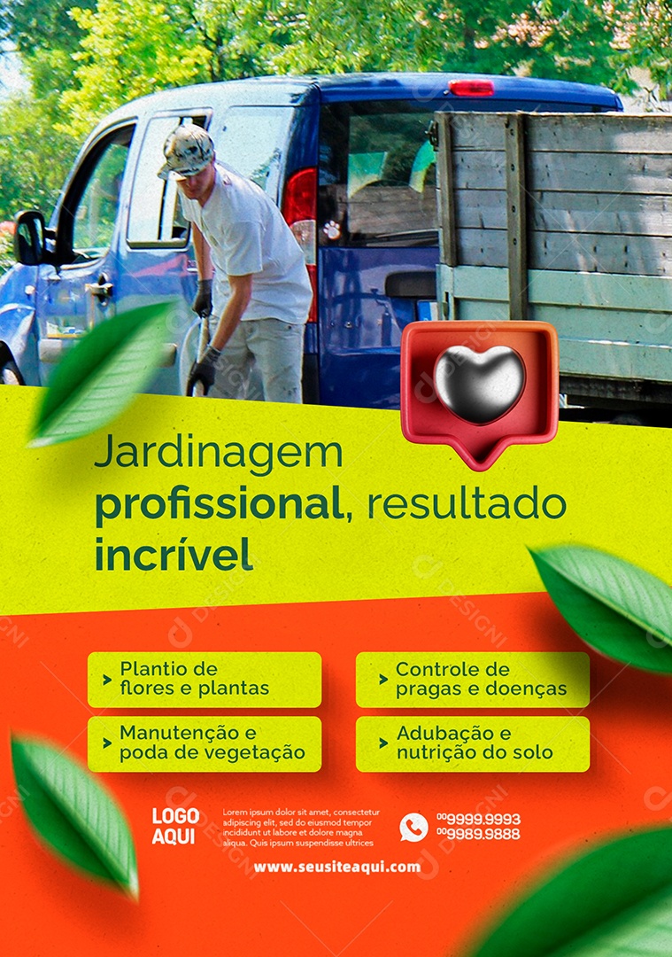 Jardinagem Profissional Resultado Incrível Social Media PSD Editável