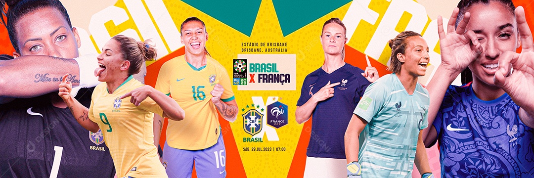 Carrossel Copa Feminina 2023 Brasil x França Social Media PSD Editável