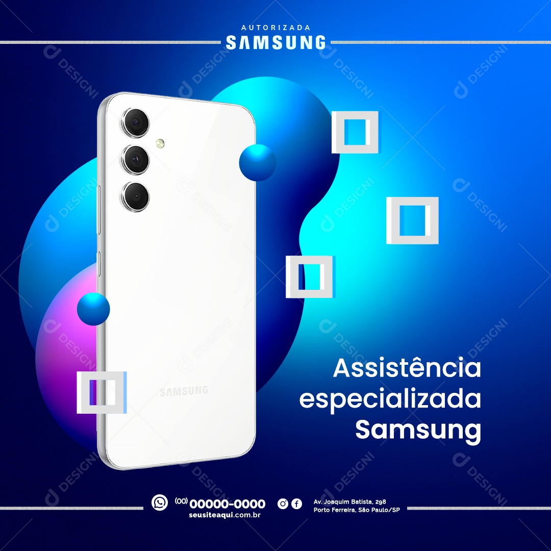 Loja de Celulares Assistência Especializada Samsung Social Media PSD Editável