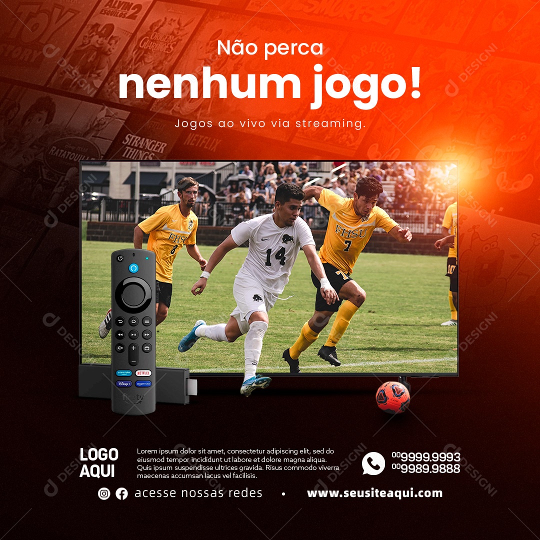 Social Media IPTV Futebol Ao Vivo PSD Editável [download] - Designi