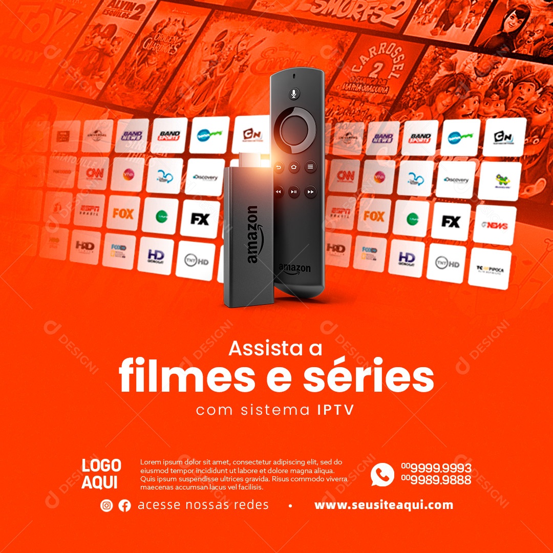 IPTV Assista A Filmes e Séries Social Media PSD Editável