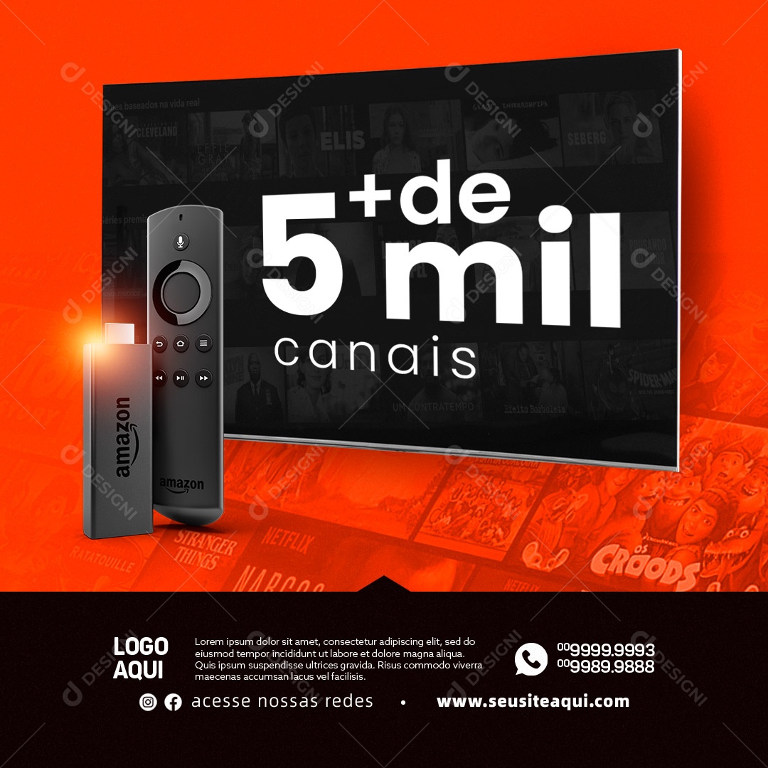 Social Media IPTV + de 5 Mil Canais PSD Editável