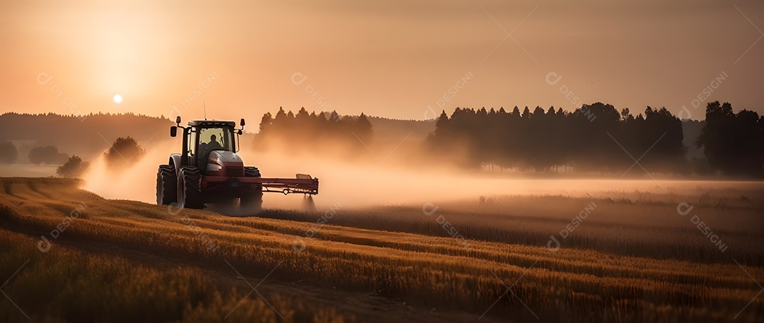 Trator trabalhando na fazenda