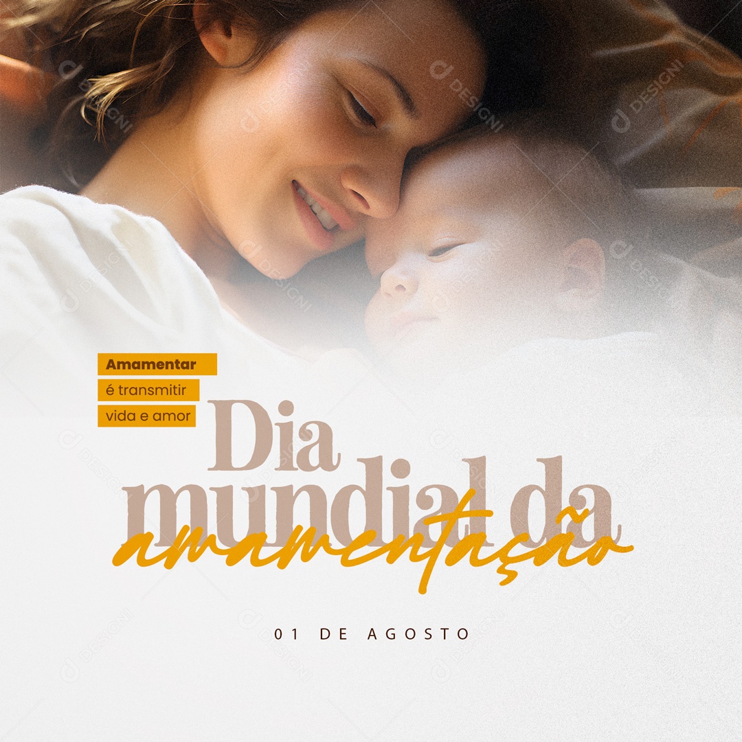 Social Media Breastfeeding Is Transmitting Life and Love World Breastfeeding Day Editable PSD