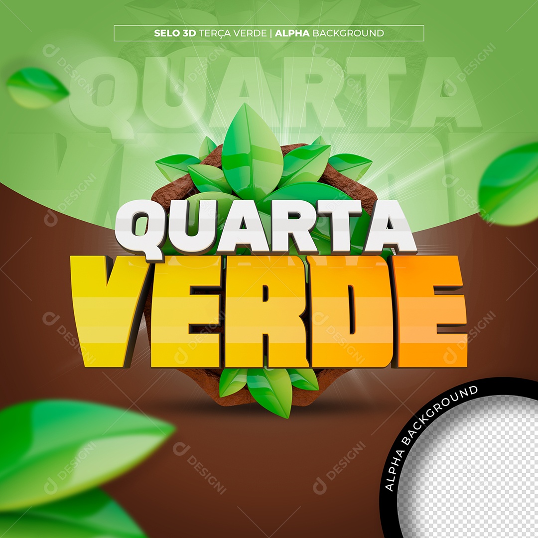 Green Quarter 3d Stamp For PSD Composition