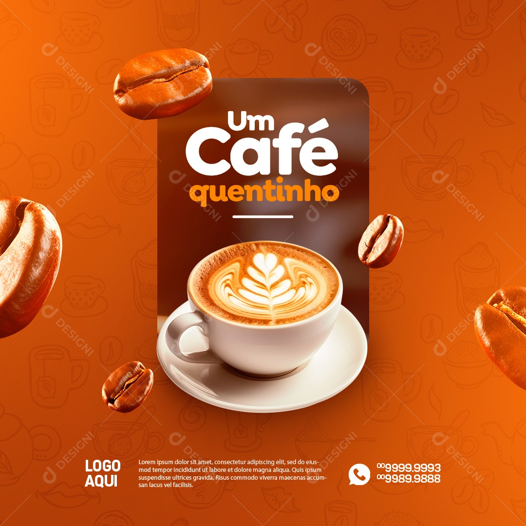 Um Café Quentinho Cafeteria Social Media PSD Editável