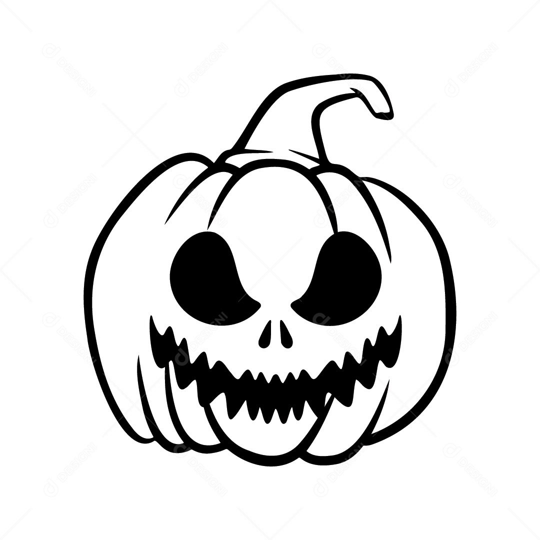 Abóbora de halloween com cara assustadora em fundo branco
