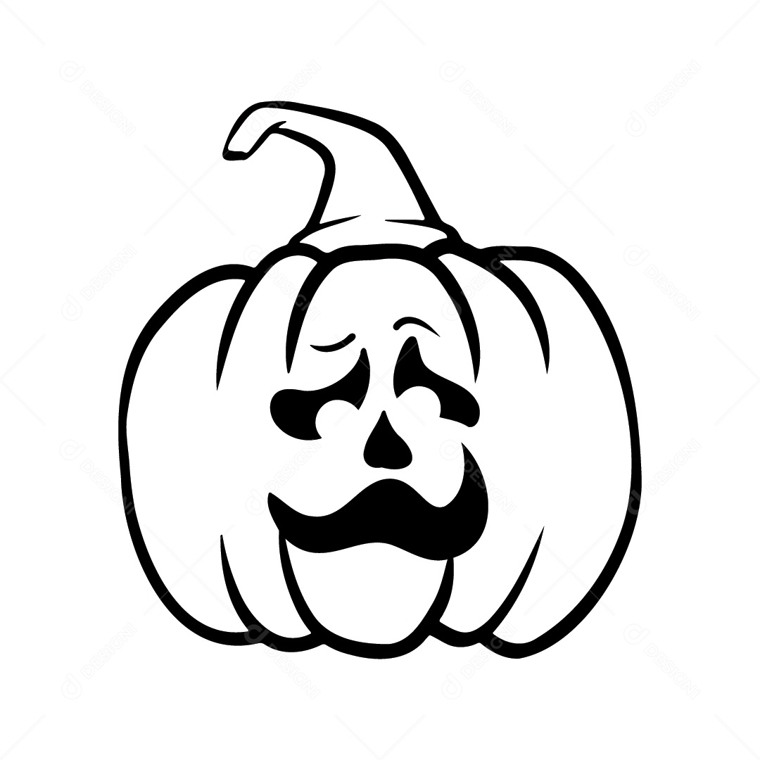 Abóbora de halloween com cara assustadora em fundo branco