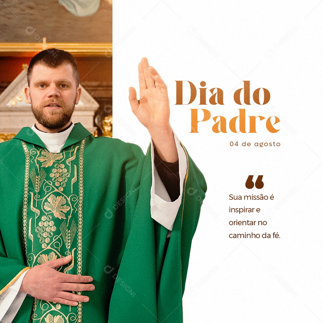 Dia do Padre Sua Missão é Inspirar e Orientar no Caminho da Fé Social Media PSD Editável