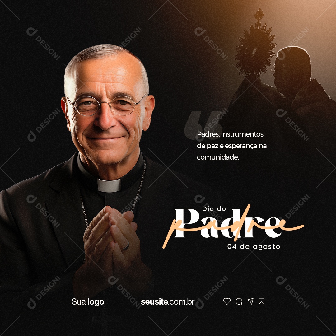 Dia do Padre Agradecemos aos Padres por Serem Guias Espirituais Social Media PSD Editável