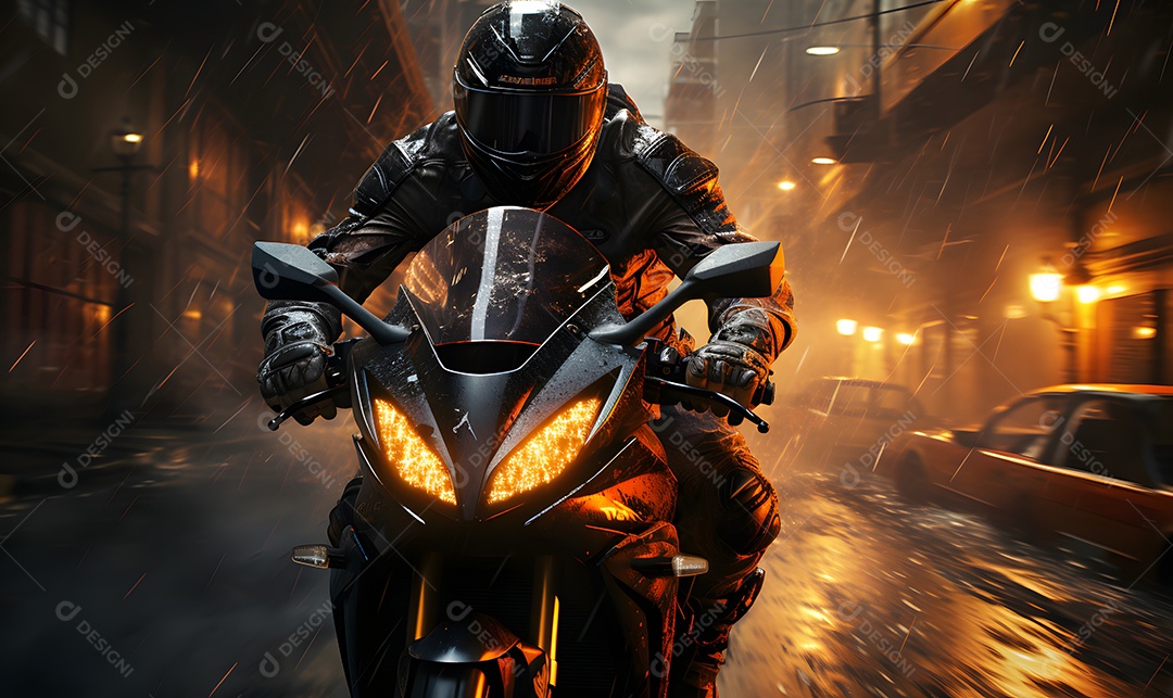 Desenho animado de motociclista de motocicleta esportiva masculina