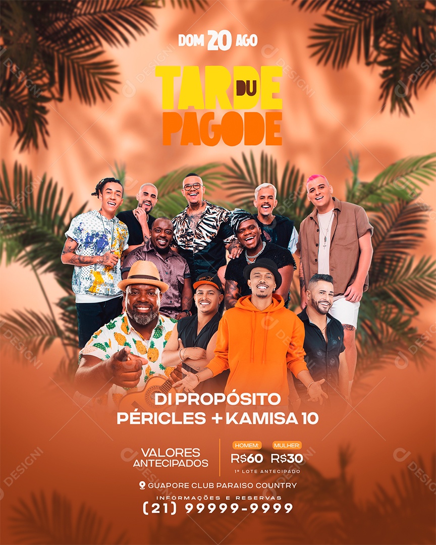 Flyer Tarde du Pagode Social Media PSD Editável download Designi