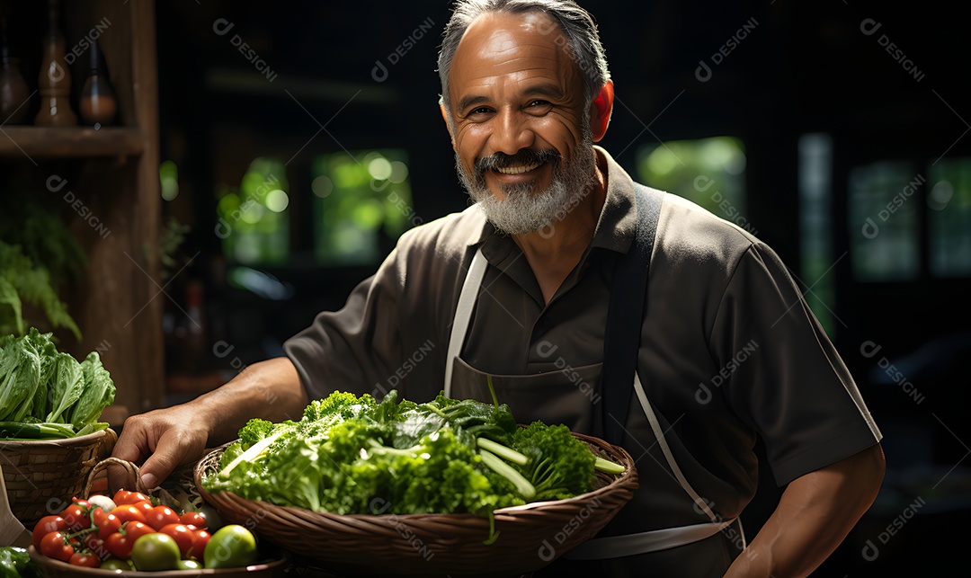 Homem agricultor na fazenda