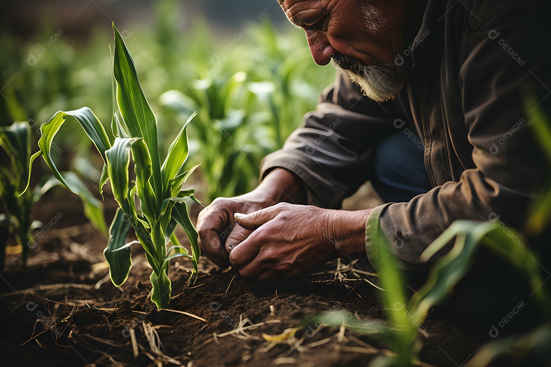 Homem agricultor na fazenda