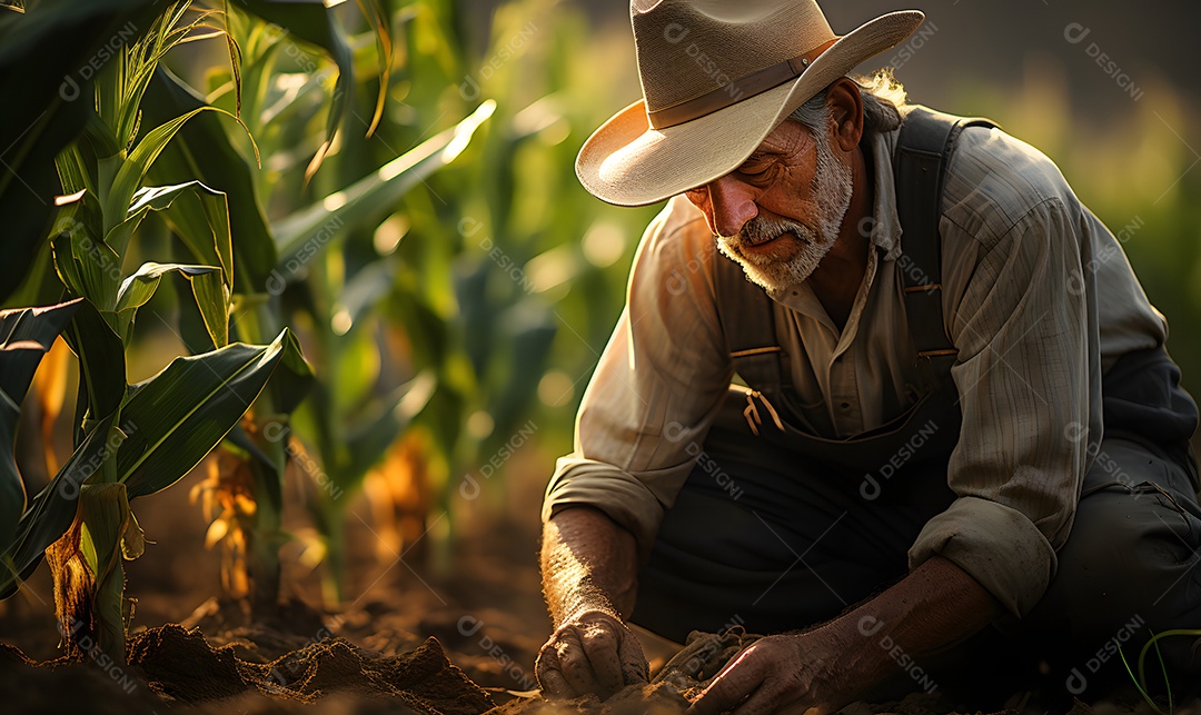 Homem agricultor na fazenda