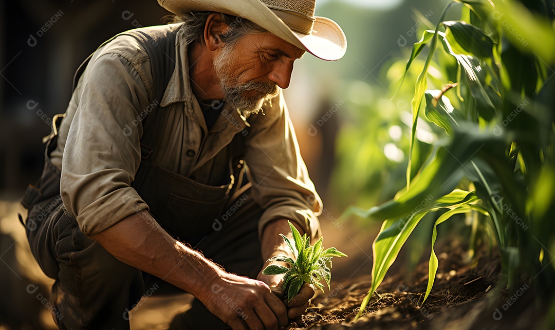 Homem agricultor na fazenda