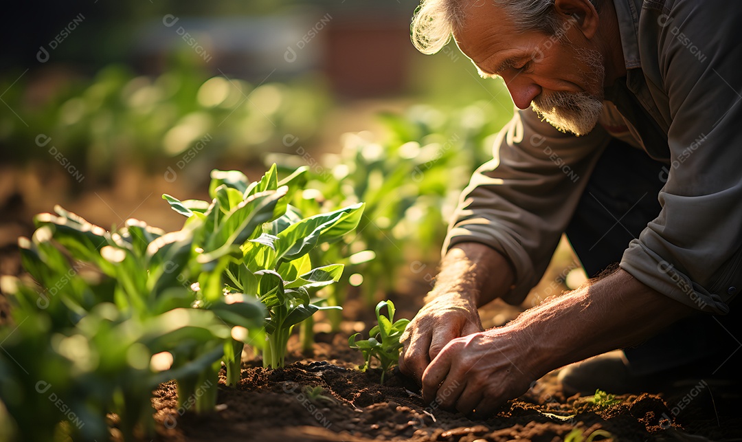 Homem agricultor na fazenda