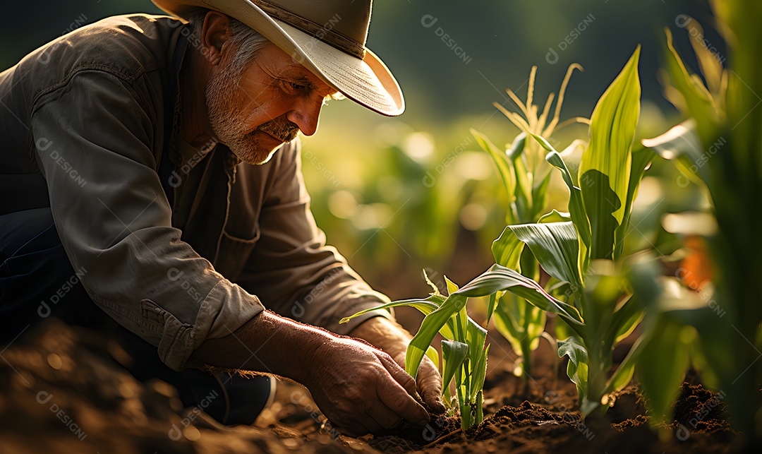 Homem agricultor na fazenda