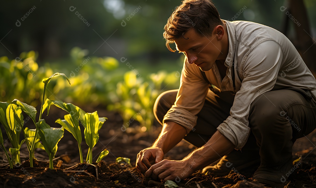 Homem agricultor na fazenda