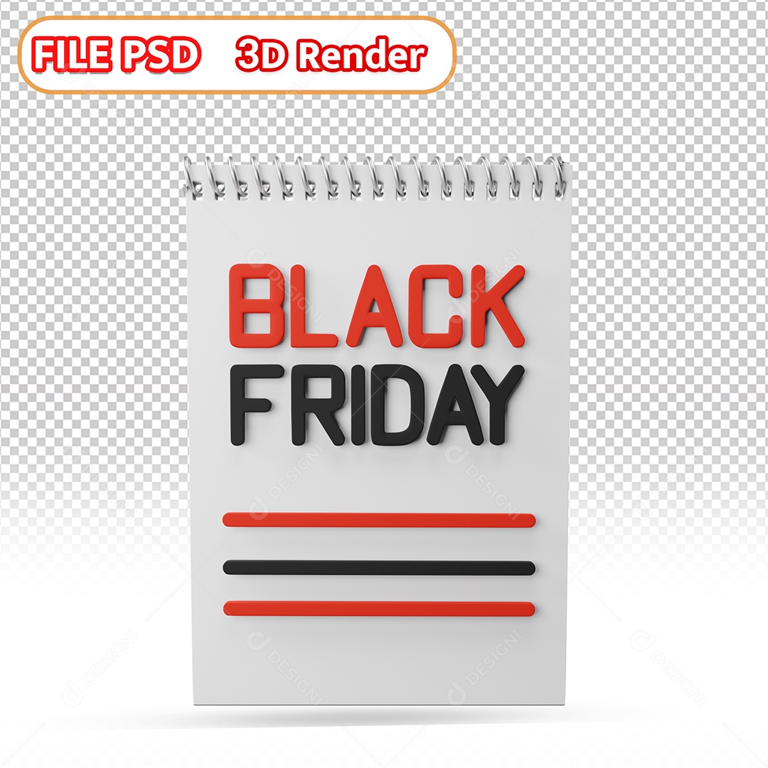 Elemento 3D Calendário Black Friday Para Composição PSD [download