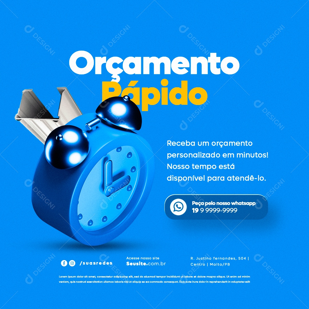 Materiais de Construção Orçamento Rápido Social Media PSD Editável