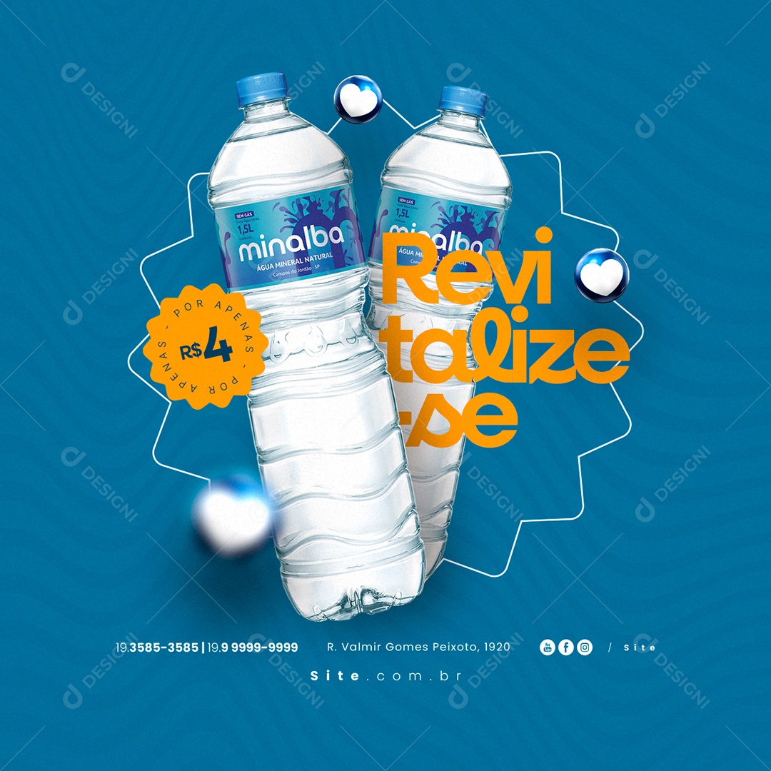 Revitalize Mineral Water 4.00 Editable Social Media PSD