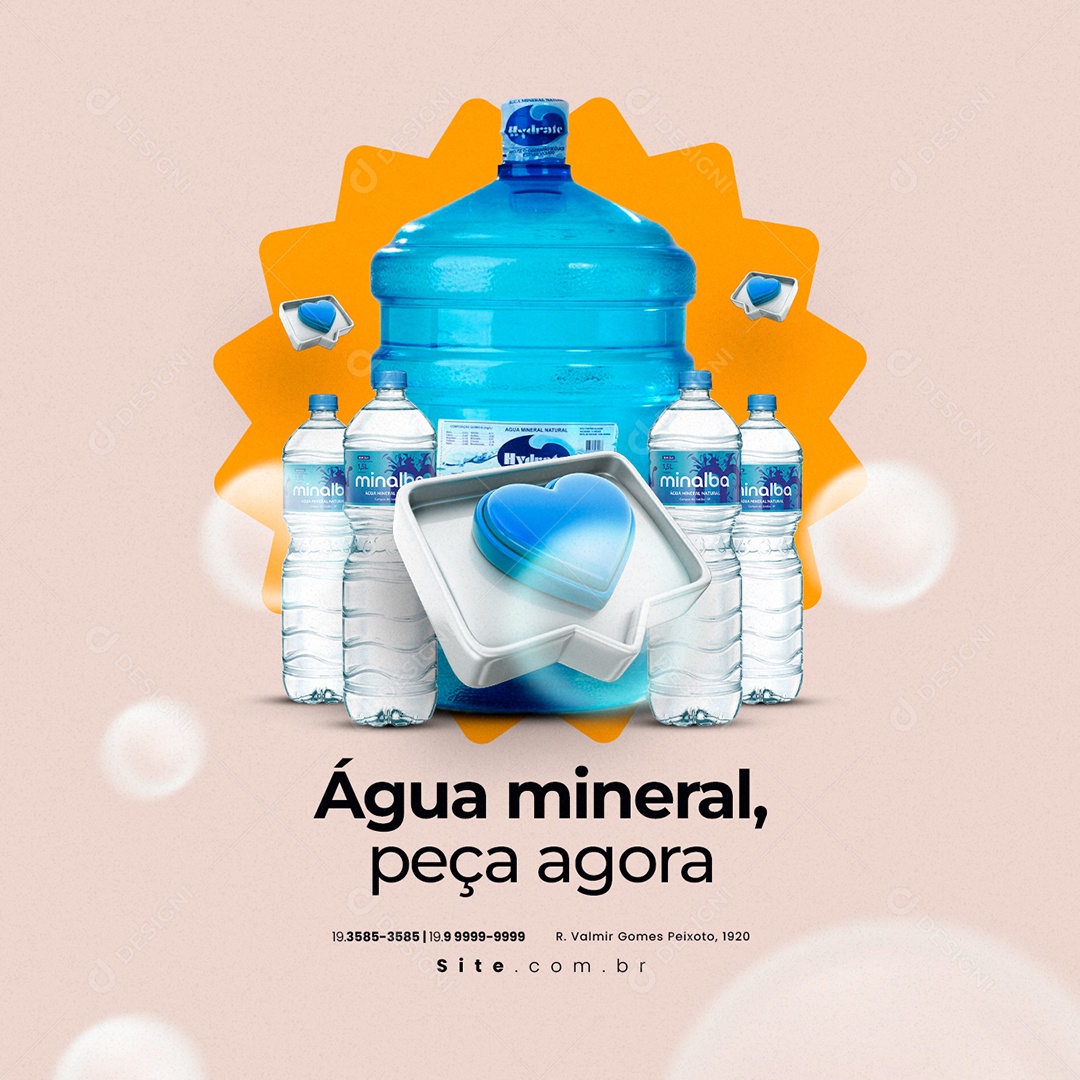 Água Mineral Peça Agora Social Media PSD Editável