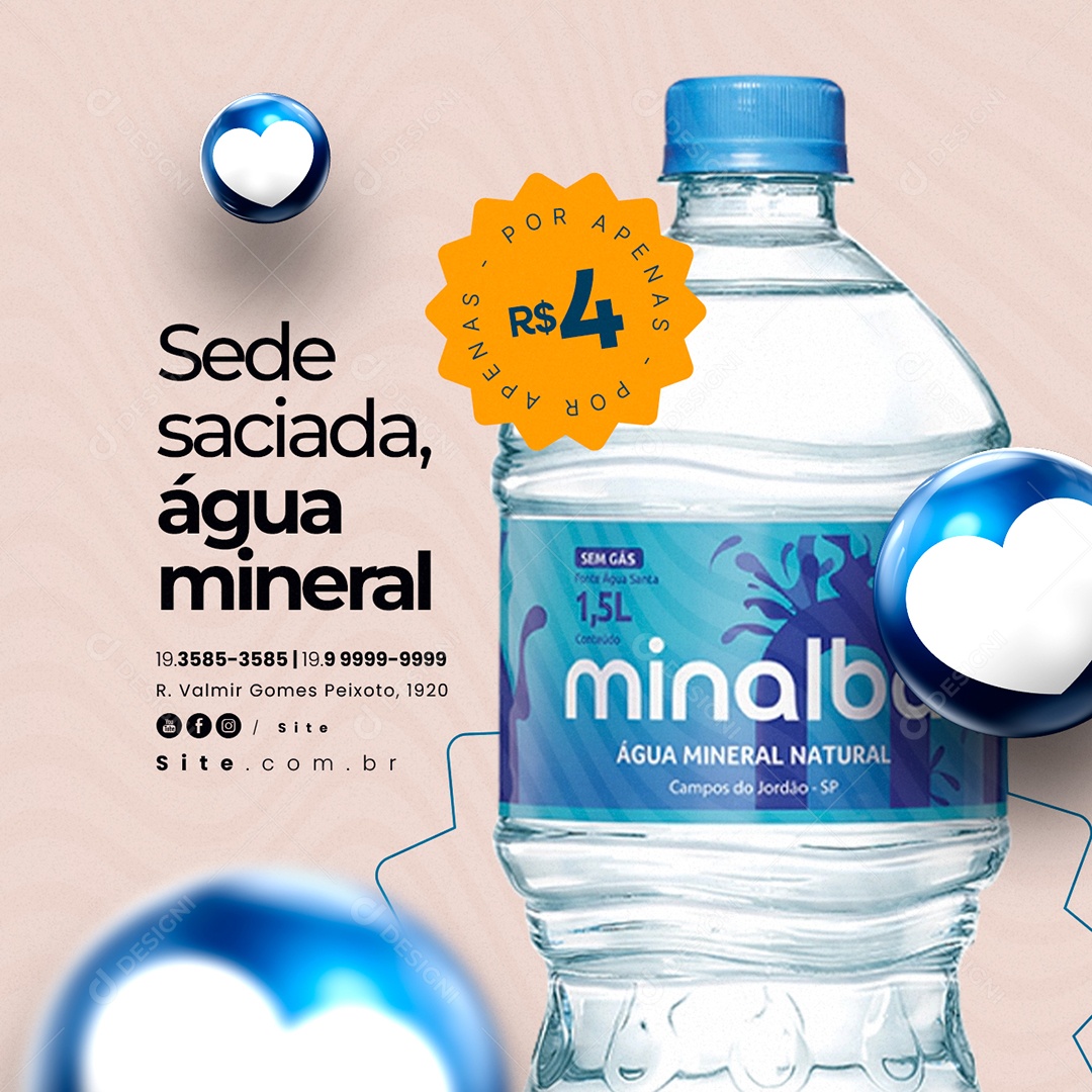 Thirst Satiated Mineral Water Social Media PSD Editable