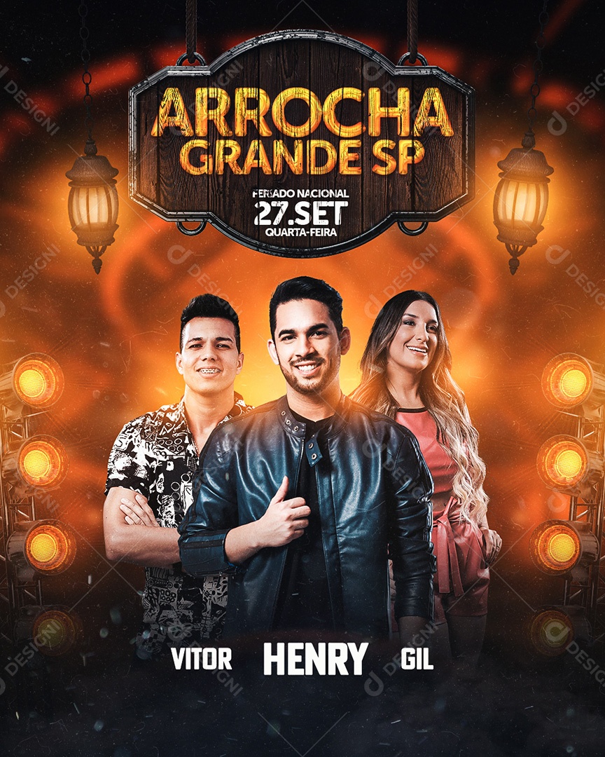 Arrocha Grande SP Flyer Vitor Henry Gil Social Media PSD Editável