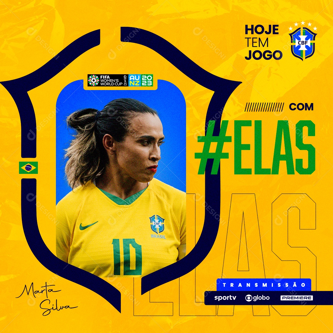 Social Media Hoje Tem Jogo Brasil X França Futebol Feminino PSD Editável  [download] - Designi, jogo futebol feminino hoje