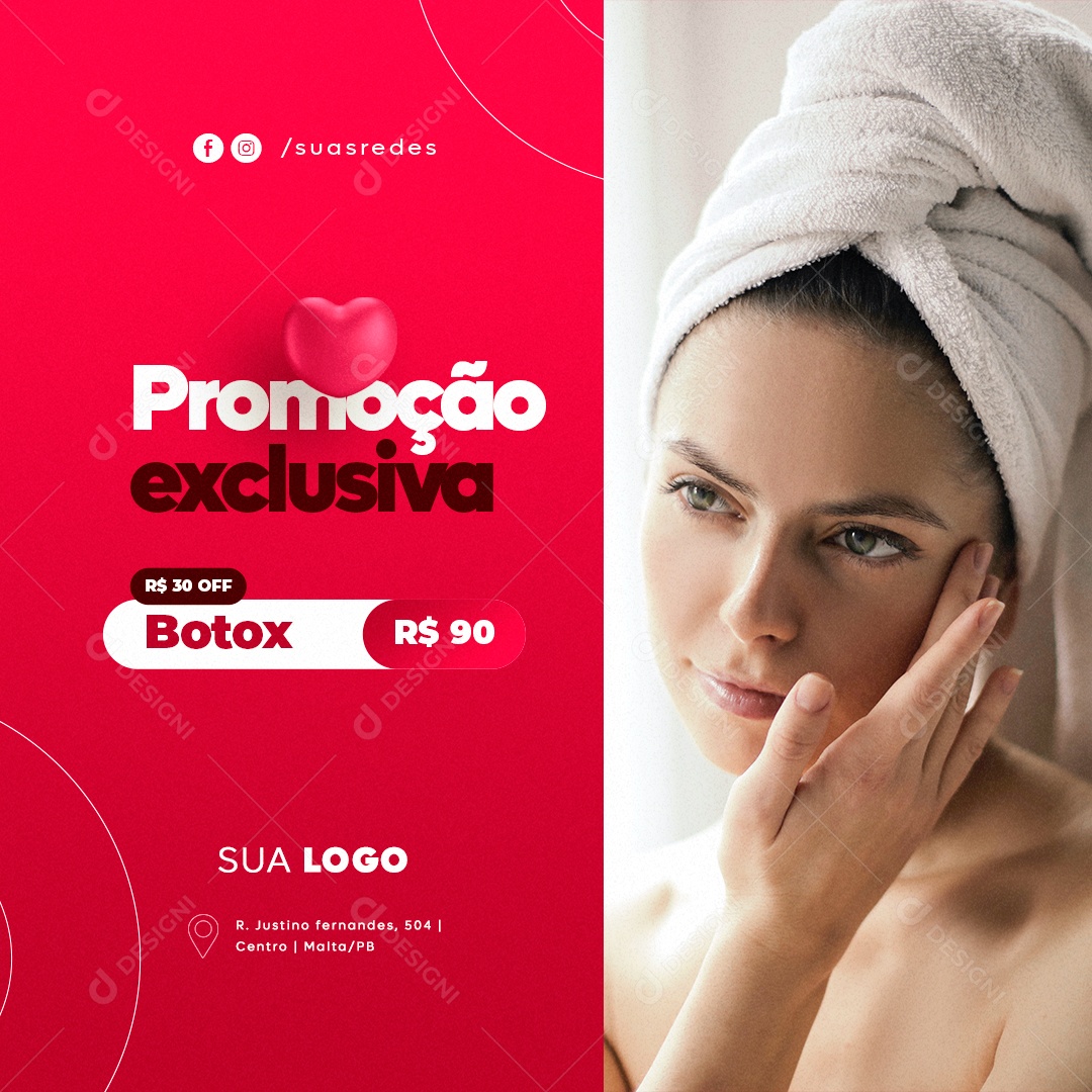 Clínica Estética Promoção Exclusiva Botox Social Media PSD Editável