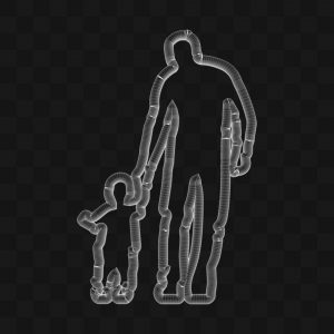 Pai e Filho Mãos Dadas Neon - Modelo 3D