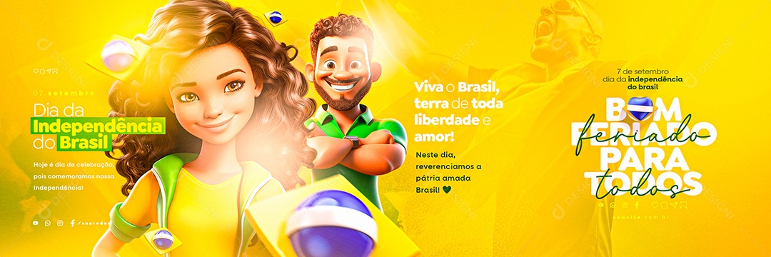 Carrossel Dia Da Independência do Brasil Viva o Brasil Social Media PSD Editável