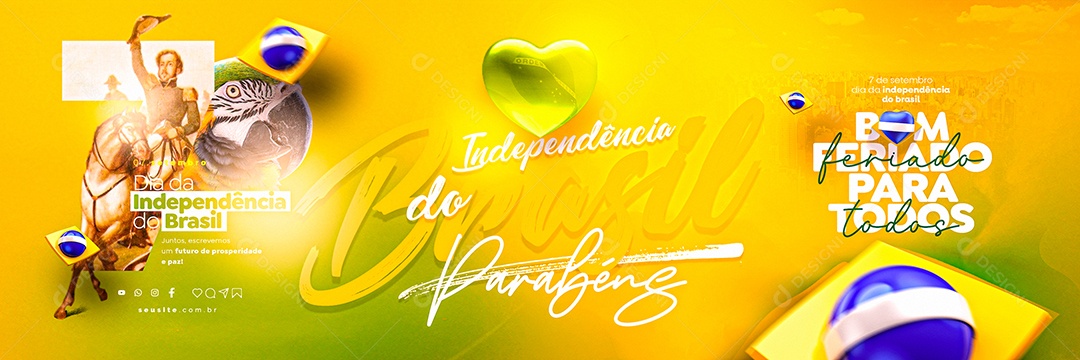 Carrossel Dia da Independência do Brasil 7 de Setembro Parabéns Social Media PSD Editável