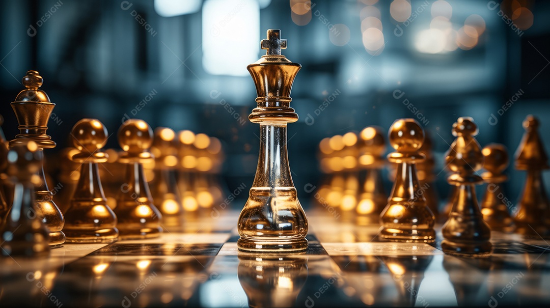 Mulher de negócios joga xadrez para o sucesso líder usa jogo de