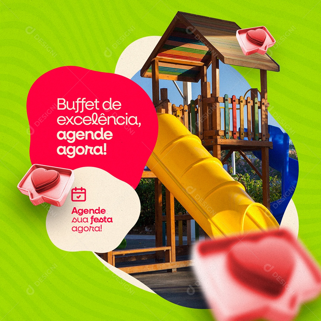 Buffet de Excelência Agende Agora Buffet Infantil Social Media PSD Editável